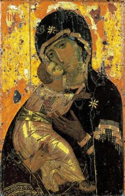 The Vladimir Virgin Embraces Opulent Gold Leaf and Tender Maternal Love